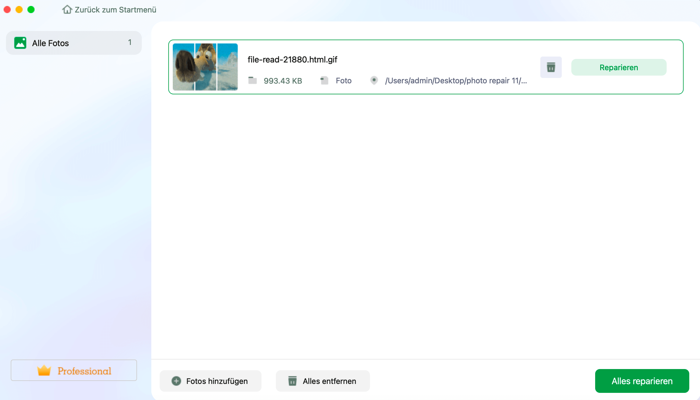 Schritt 2. Reparieren der beschädigten Bilder